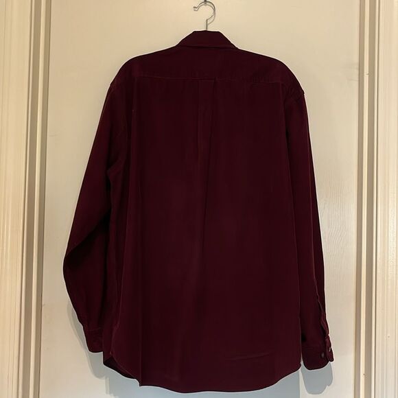 Eddie Bauer Corduroy 100% Cotton Button Up Shirt Maroon M - Picture 5 of 5
